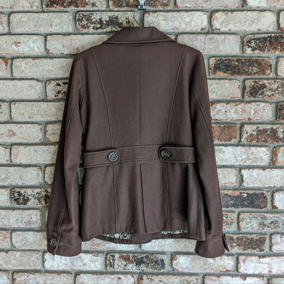 🍂 Tulle Peter Pan Collar Brown Coat Mod Lining Size L - Picture 5 of 8